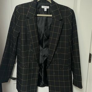 Black Tan Plaid Nine West Long Blazer Size medium